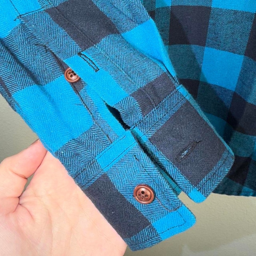 Unbranded Blue Black Plaid Flannel Shirt Womens Size M Buffalo Check Button Down - Picture 3 of 7